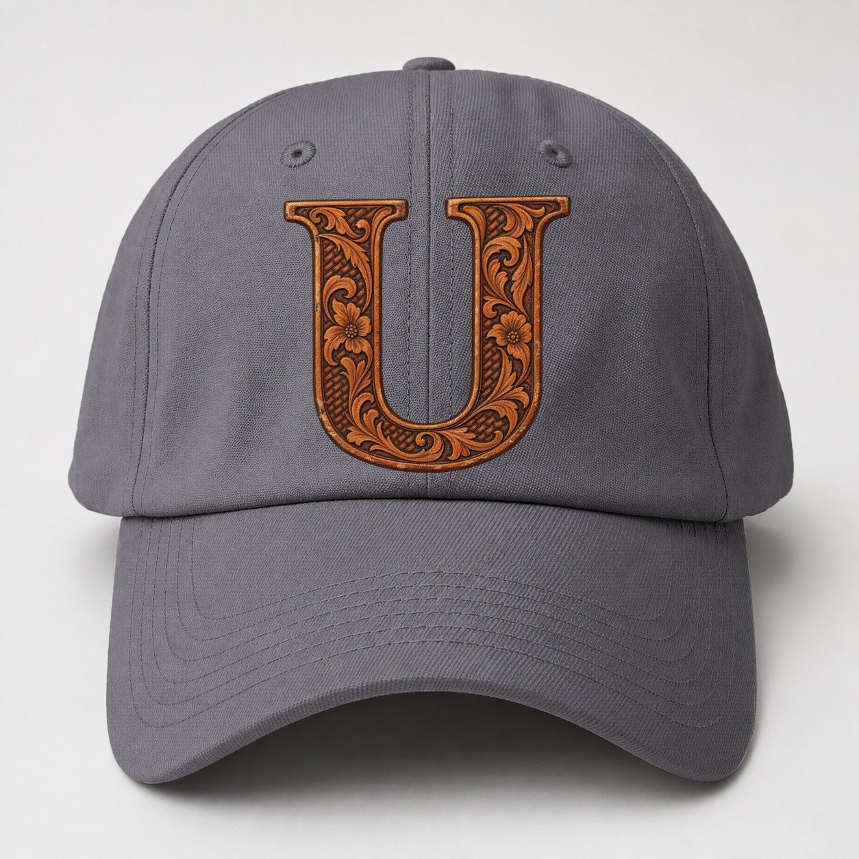 Tooled Leather U Monogram Baseball Cap – Grey