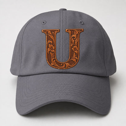 Tooled Leather U Monogram Baseball Cap – Grey