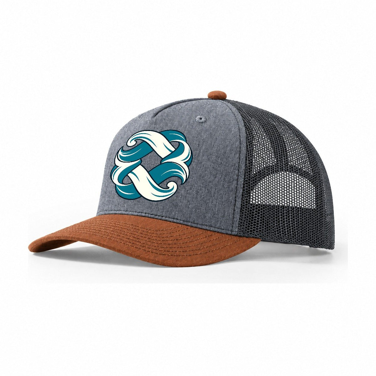 Tidebound Knot Quiet Wards Heritage Trucker Hat – Heather Grey Rust Charcoal