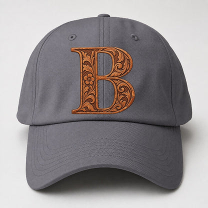 Tooled Leather B Monogram Baseball Cap – Grey