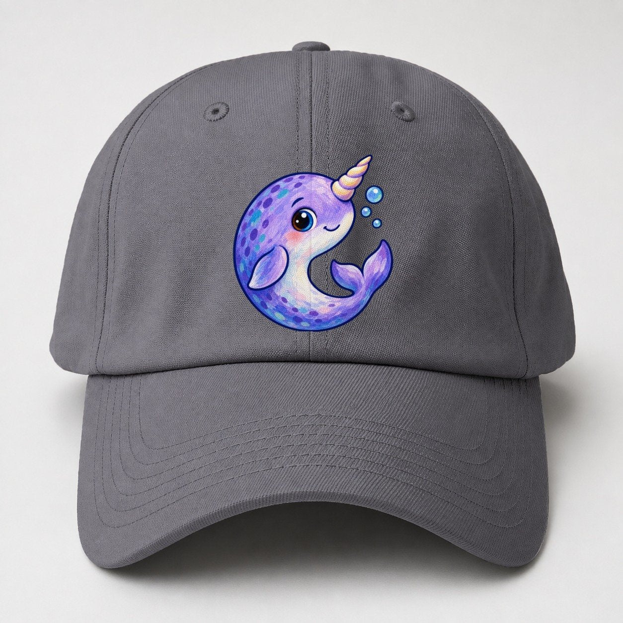 Narwhal Crescent Curl Sea Sprite Baseball Cap – Grey