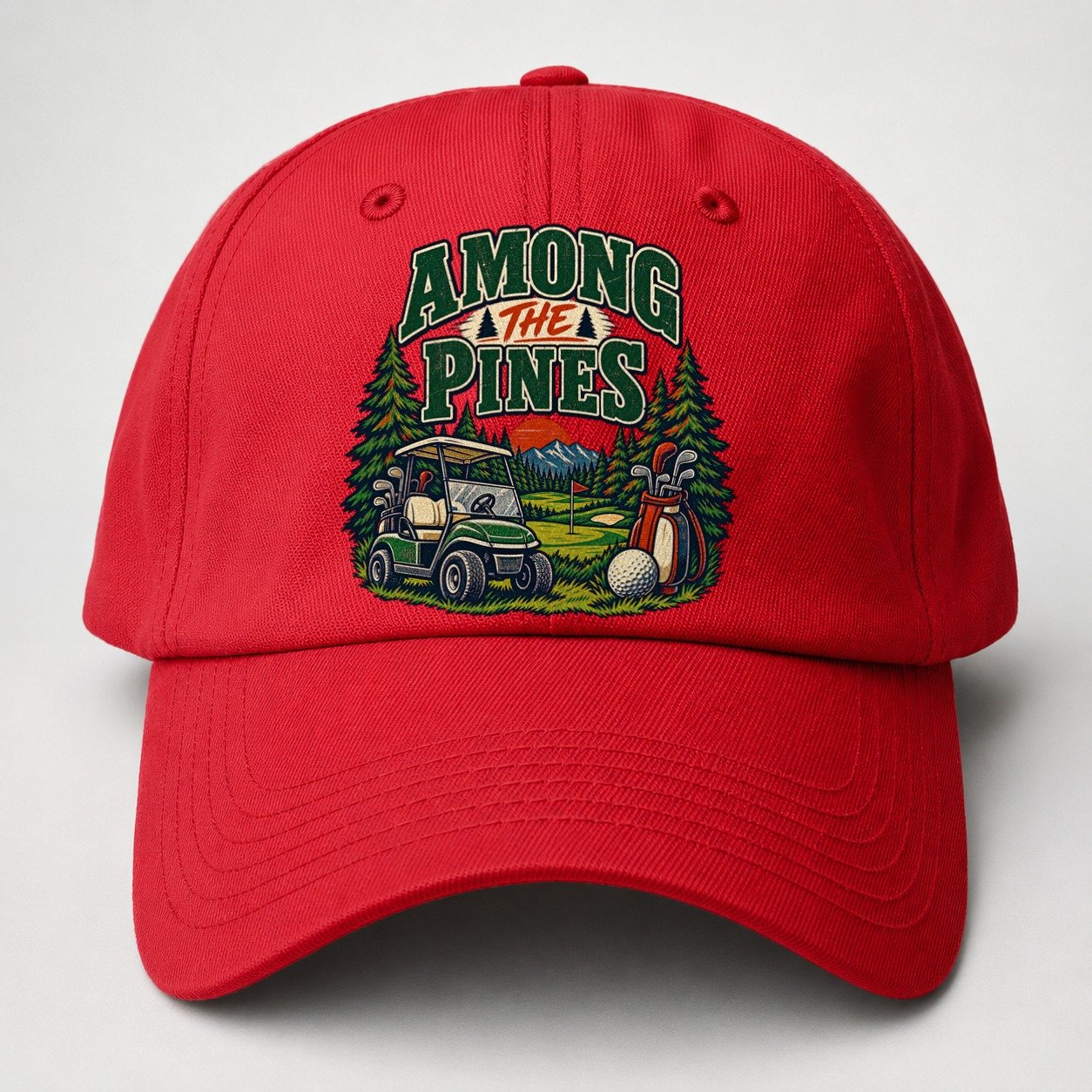 Among The Pines Golf Life Baseball Cap – Red