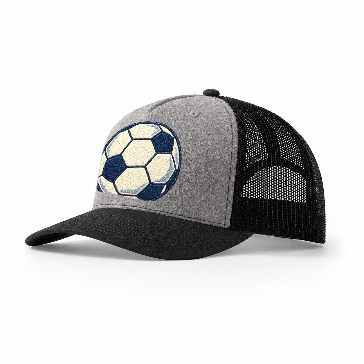 Soccer Ball Tiny Solo Marks Trucker Hat – Grey Black