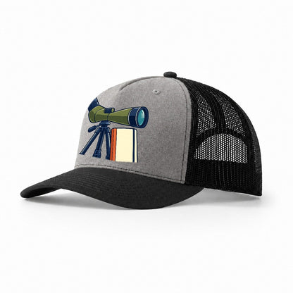 Spotting Scope And Notebook Birdwatching Trucker Hat – Grey Black