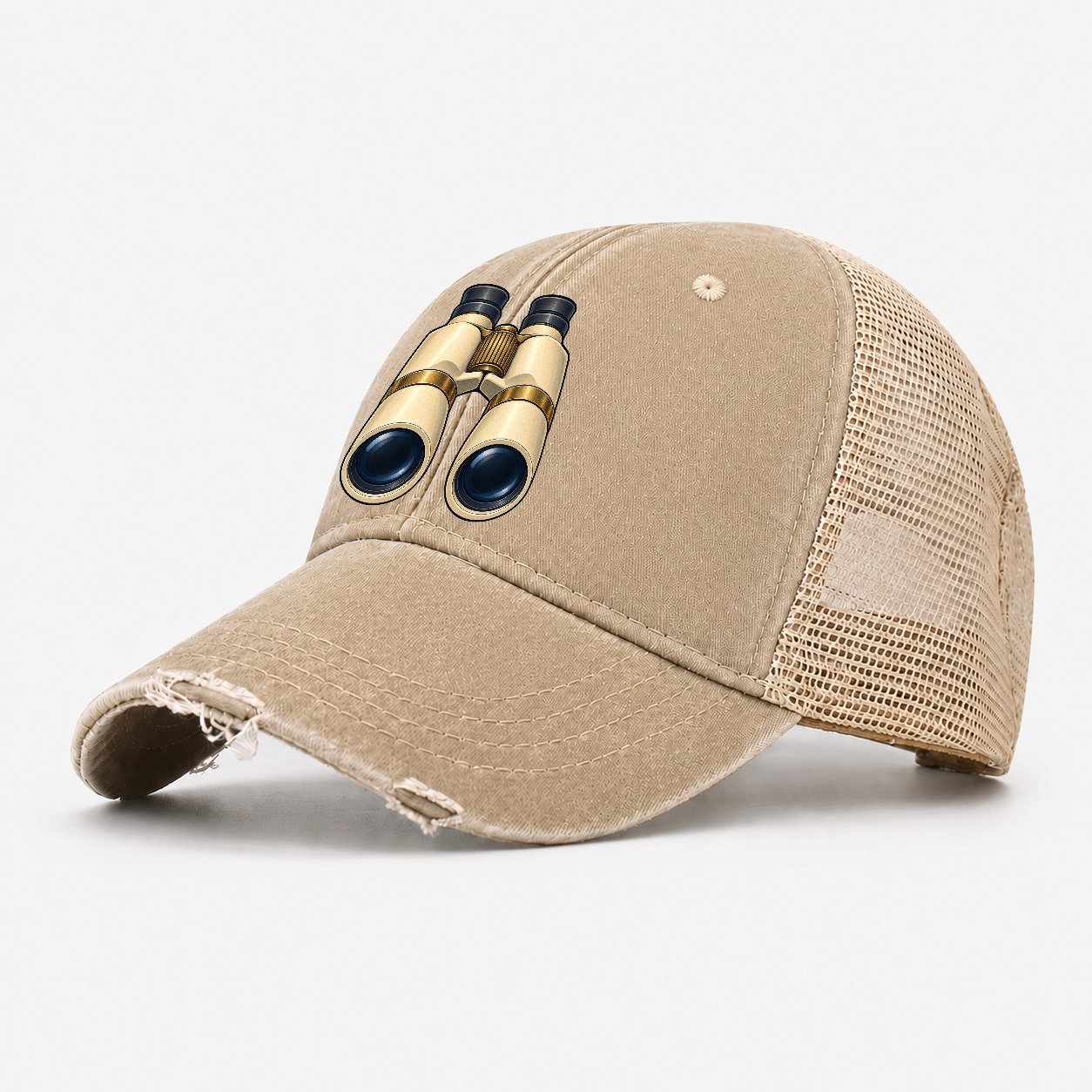 Observing Binoculars Astronomy And Stargazing Washed Trucker Hat – Khaki