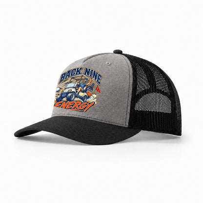 Back Nine Energy Golf Life Trucker Hat – Grey Black