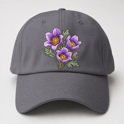 Manitoba Prairie Crocus Cluster Canada Cultural Icons Baseball Cap – Grey