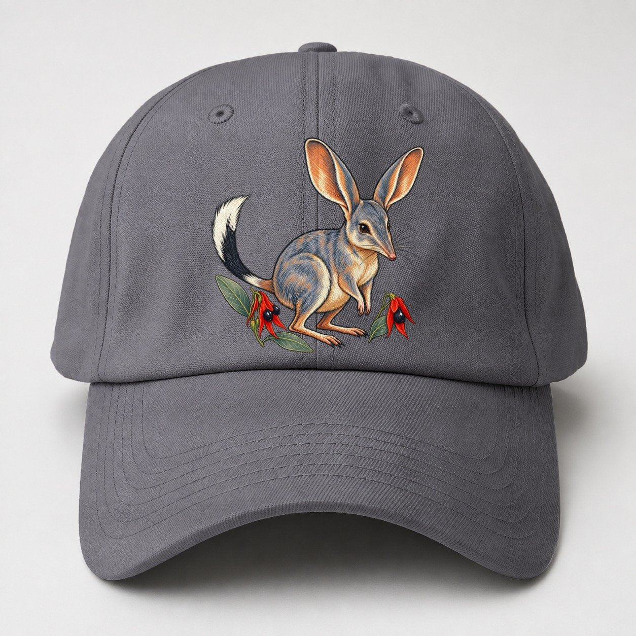 Greater Bilby And Sturt Desert Pea Australia Cultural Icons Baseball Cap – Grey