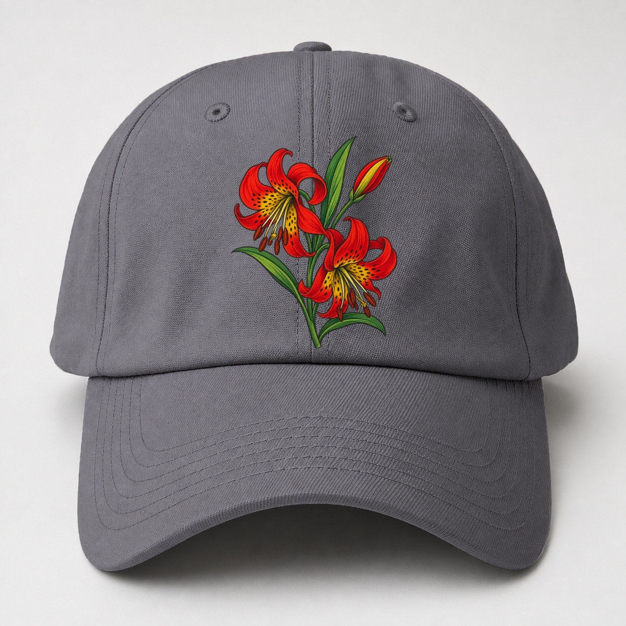 Saskatchewan Western Red Lily Canada Cultural Icons Baseball Cap – Grey