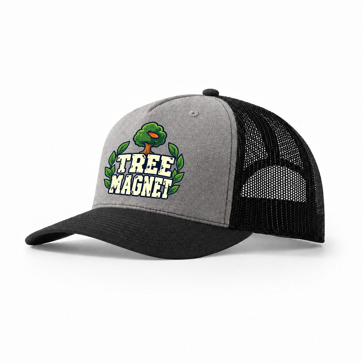 Tree Magnet Disc Golf Trucker Hat – Grey Black