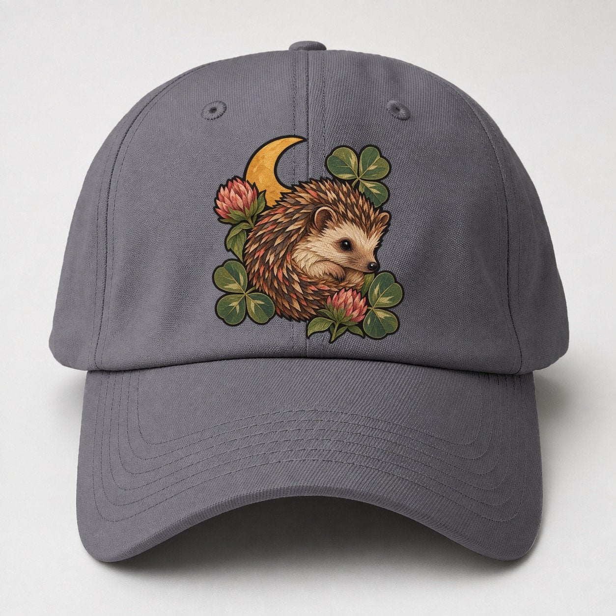 Hedgehog Moon Clover Gentle Wild Baseball Cap – Grey
