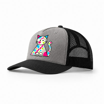 Triangle Cat Crazy Styles Trucker Hat – Grey Black