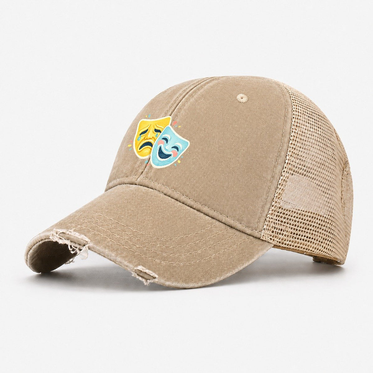 Black Labrador Portrait Washed Trucker Hat – Khaki