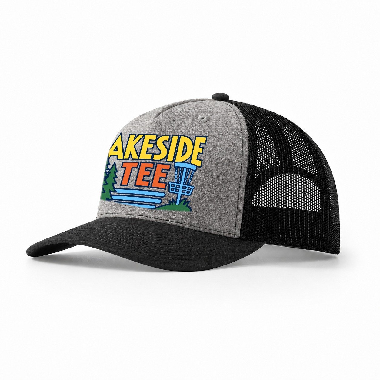 Lakeside Tee Disc Golf Trucker Hat – Grey Black