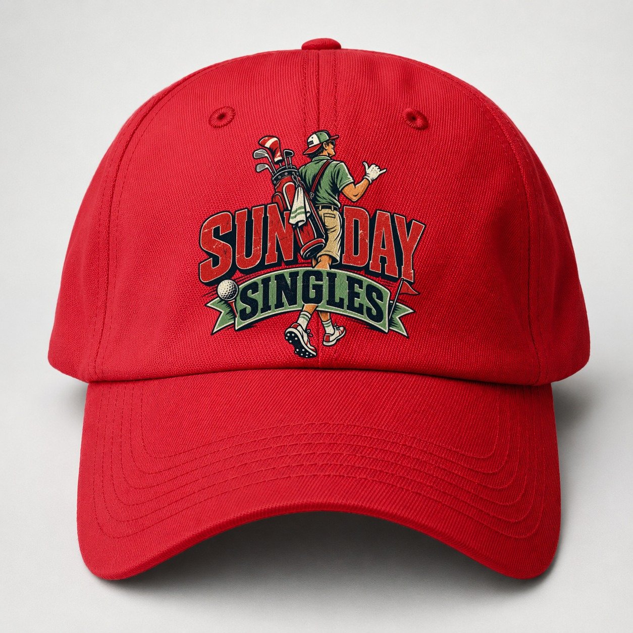 Sunday Singles Golf Life Baseball Cap – Red