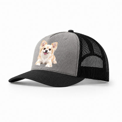 Chihuahua Lying Down Top Breeds Trucker Hat – Grey Black