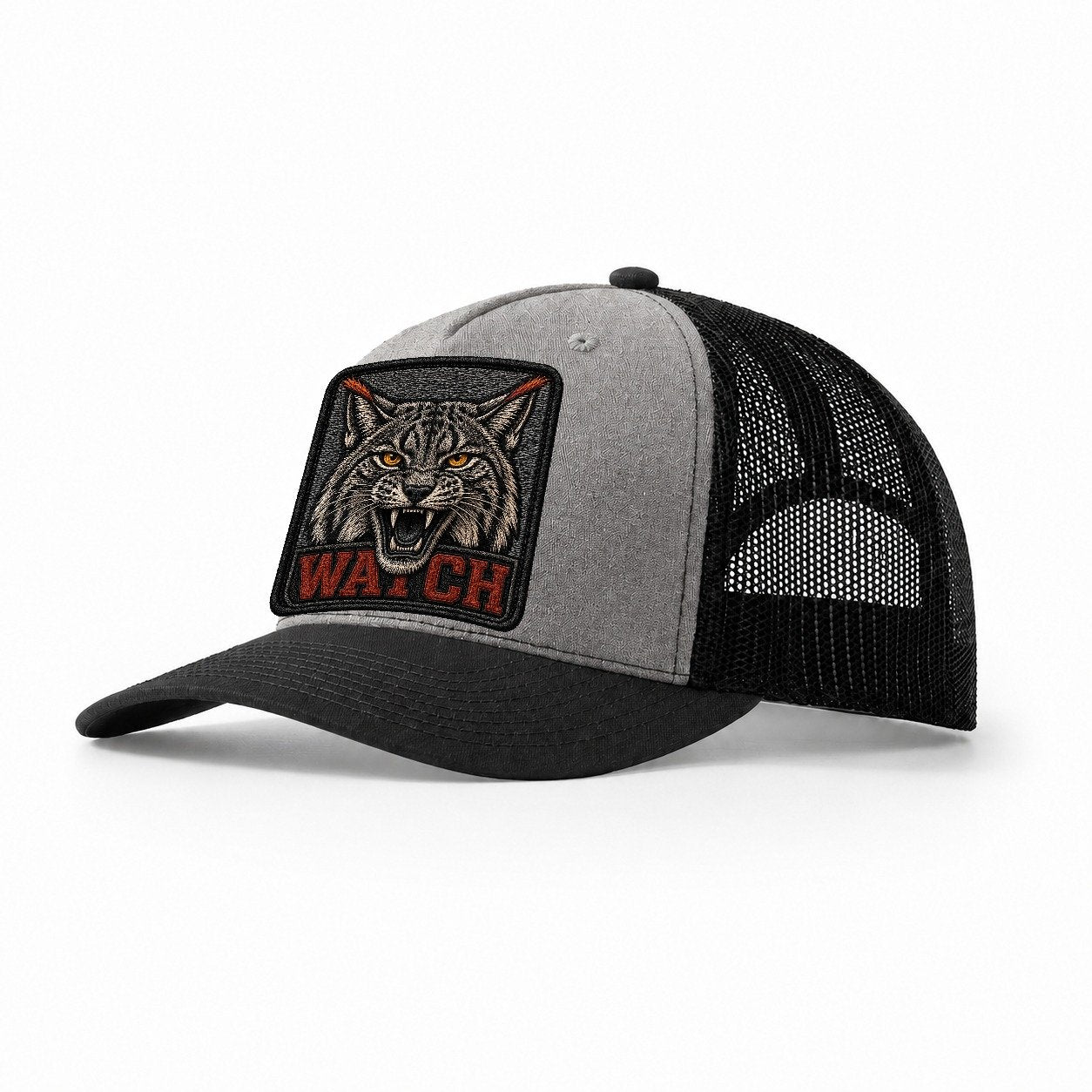Lynx Watch Badge Trucker Hat – Grey Black