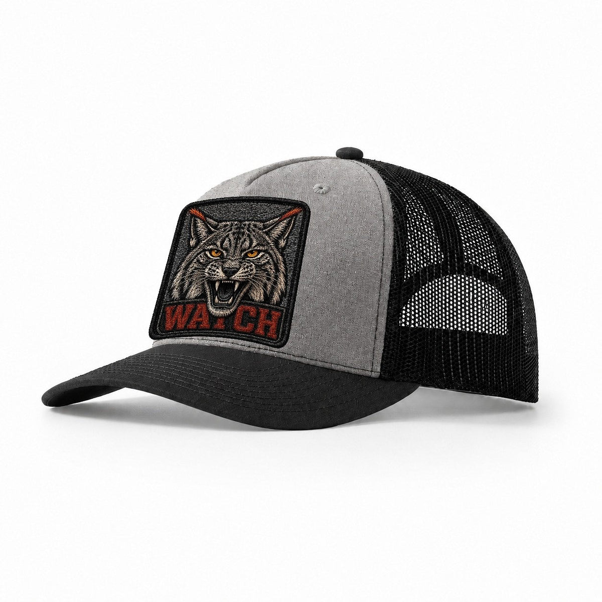 Lynx Watch Badge Trucker Hat – Grey Black
