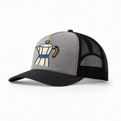 Moka Coffee Pot Tiny Solo Marks Trucker Hat – Grey Black