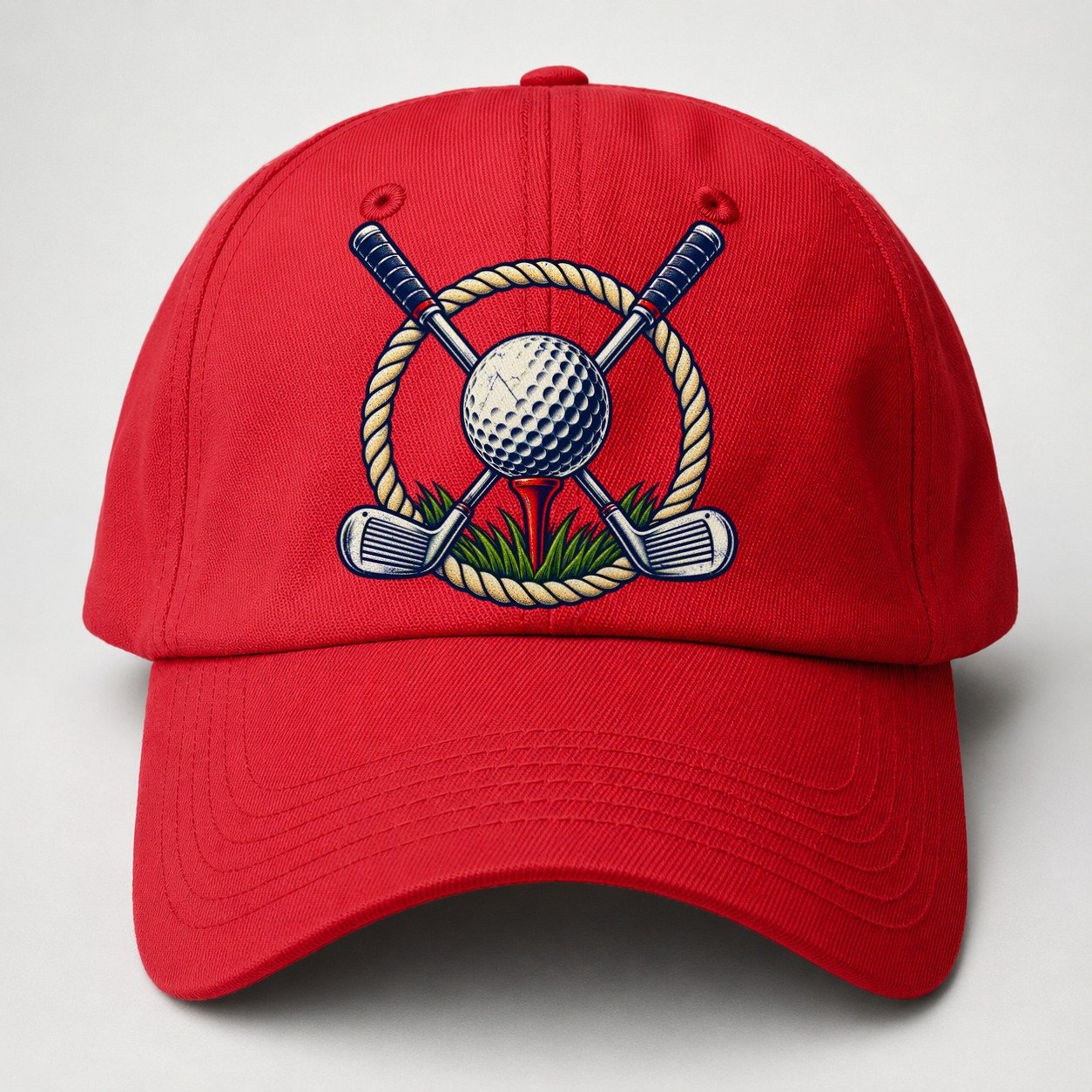 Crossed Clubs Crest Golf Life Baseball Cap – Red