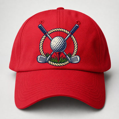 Crossed Clubs Crest Golf Life Baseball Cap – Red