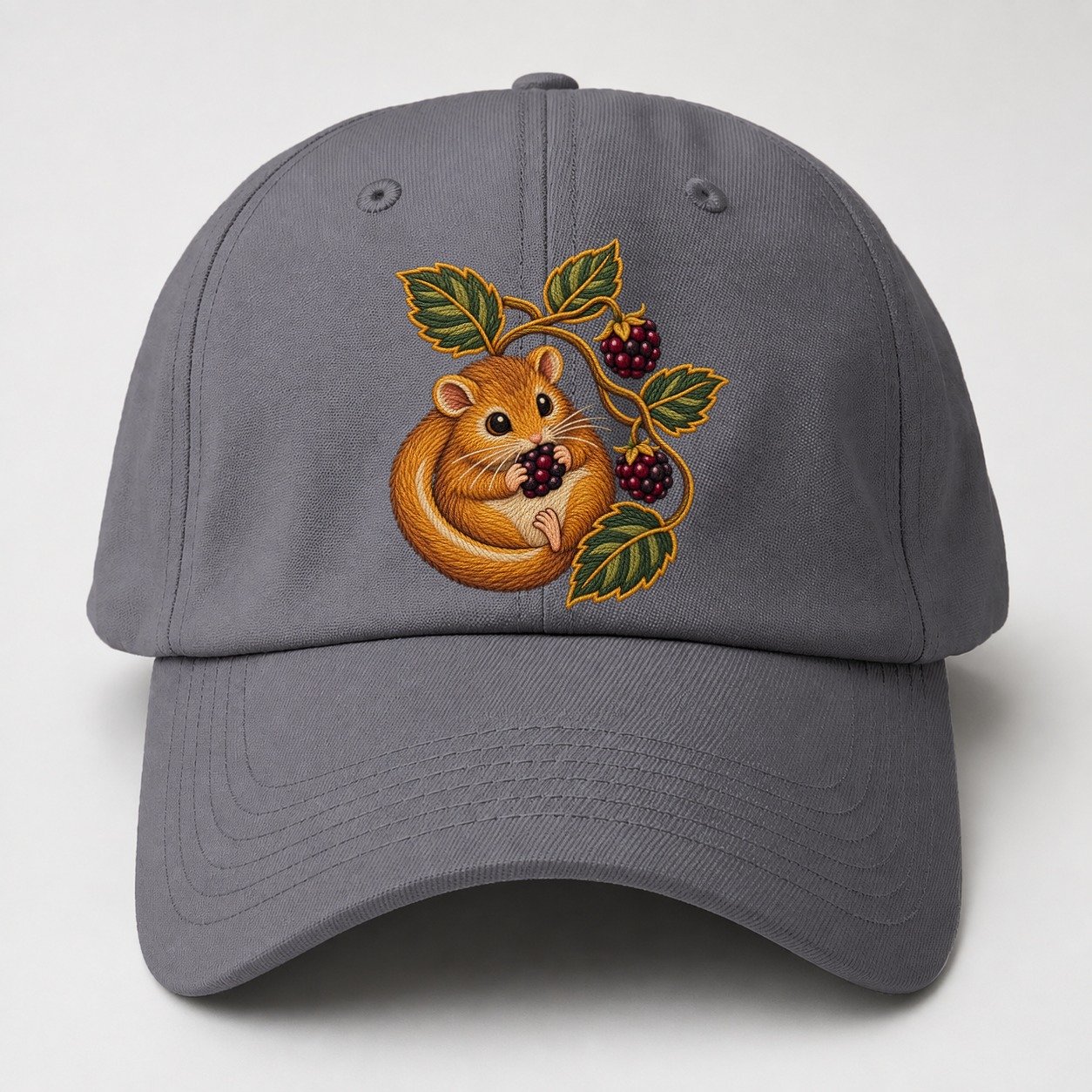 British Hedgerow Dormouse And Blackberries Uk Culture Heritage Baseball Cap – Grey