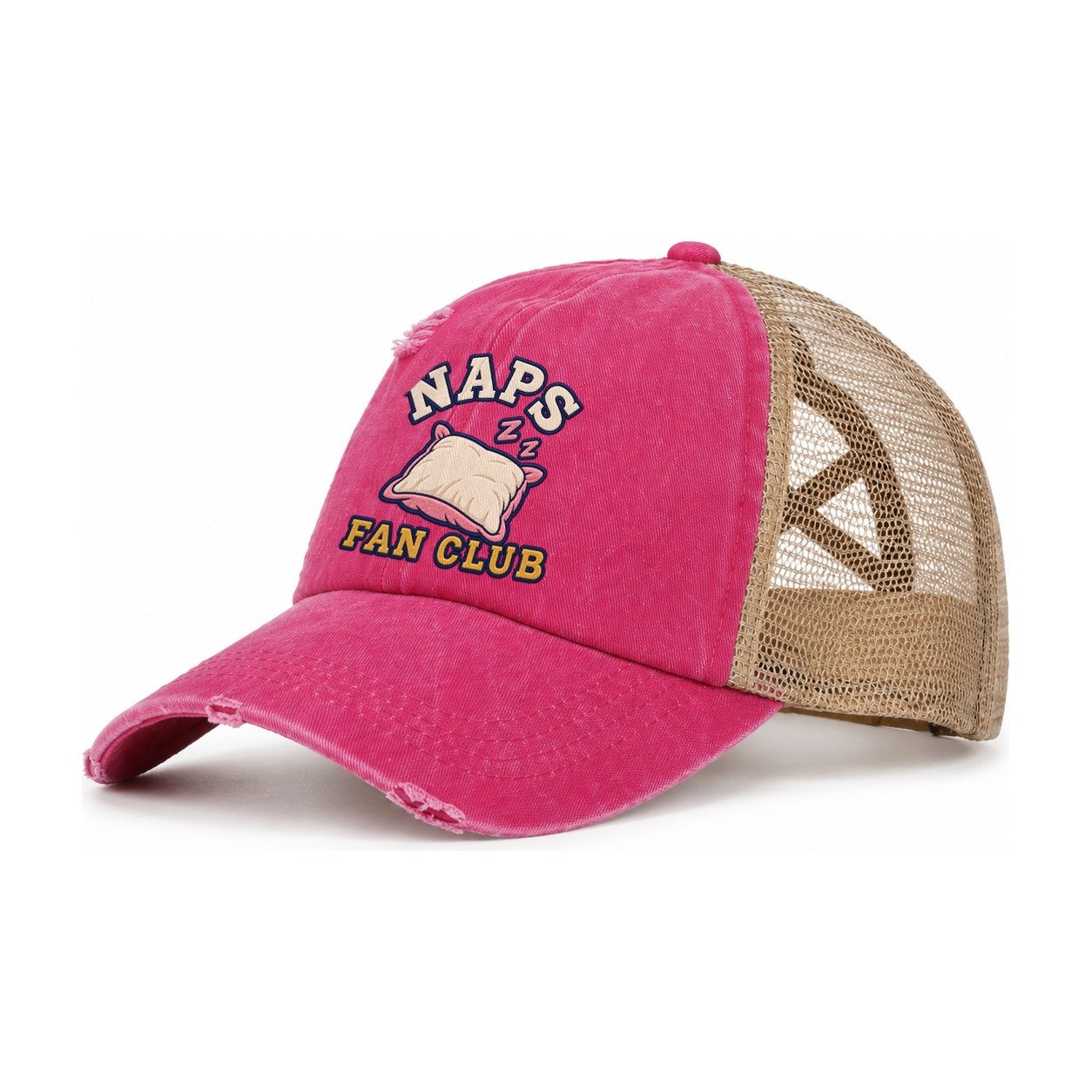 Naps Fan Club Women's Ponytail Trucker Hat – Raspberry Khaki