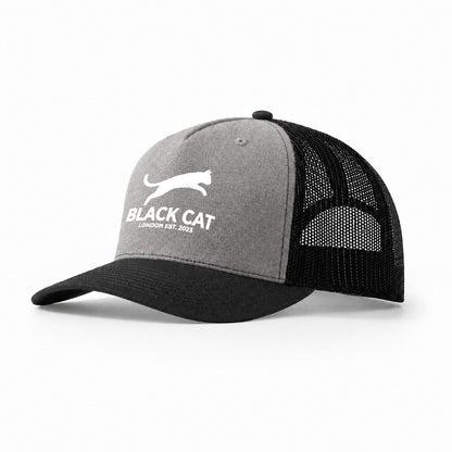 Black Cat London Est. 2023 Design Trucker Hat – Grey Black