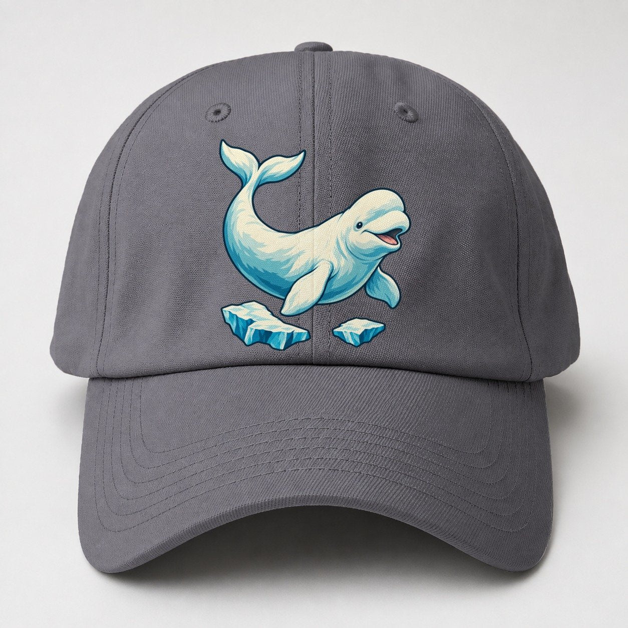 Beluga Whale And Floating Ice Canada Cultural Icons Baseball Cap – Grey