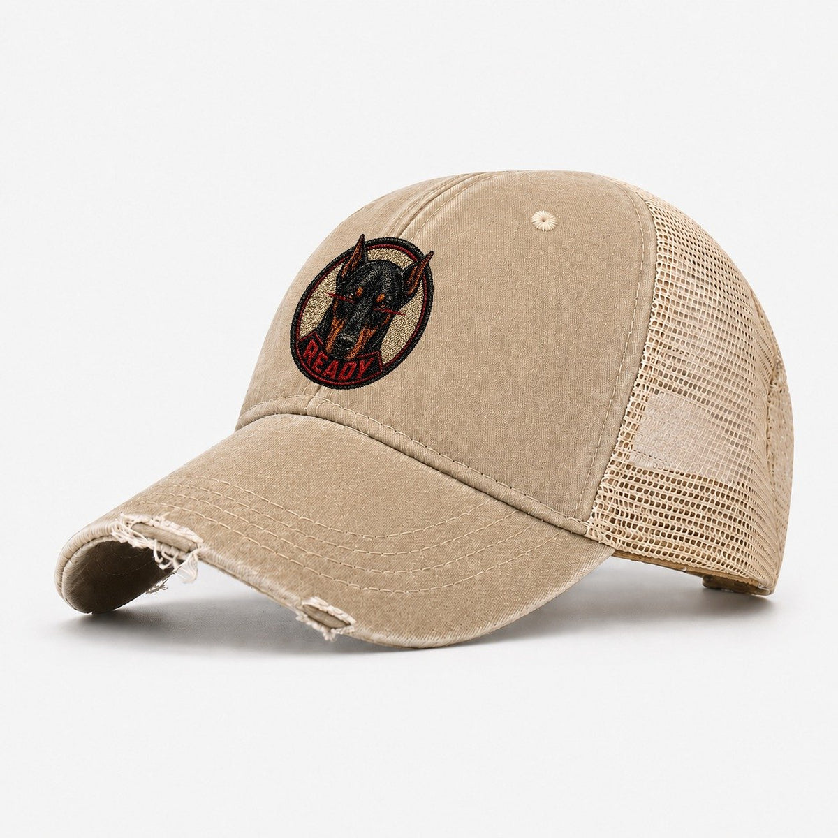 Doberman Ready Badge Washed Trucker Hat – Khaki