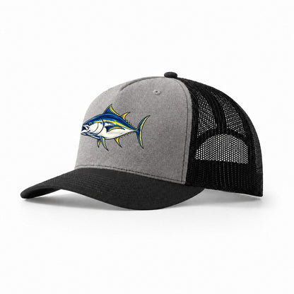 Tuna Silhouette Fishing Elegant Trucker Hat – Grey Black