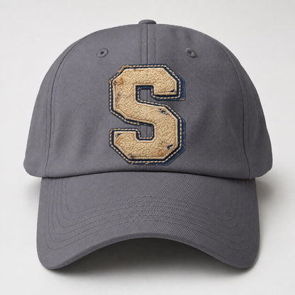 Varsity Chenille S Monogram Baseball Cap – Grey