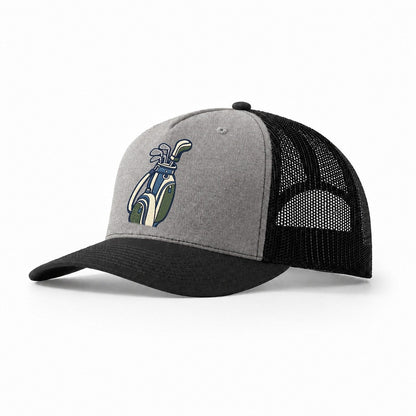 Golf Bag Tiny Solo Marks Trucker Hat – Grey Black