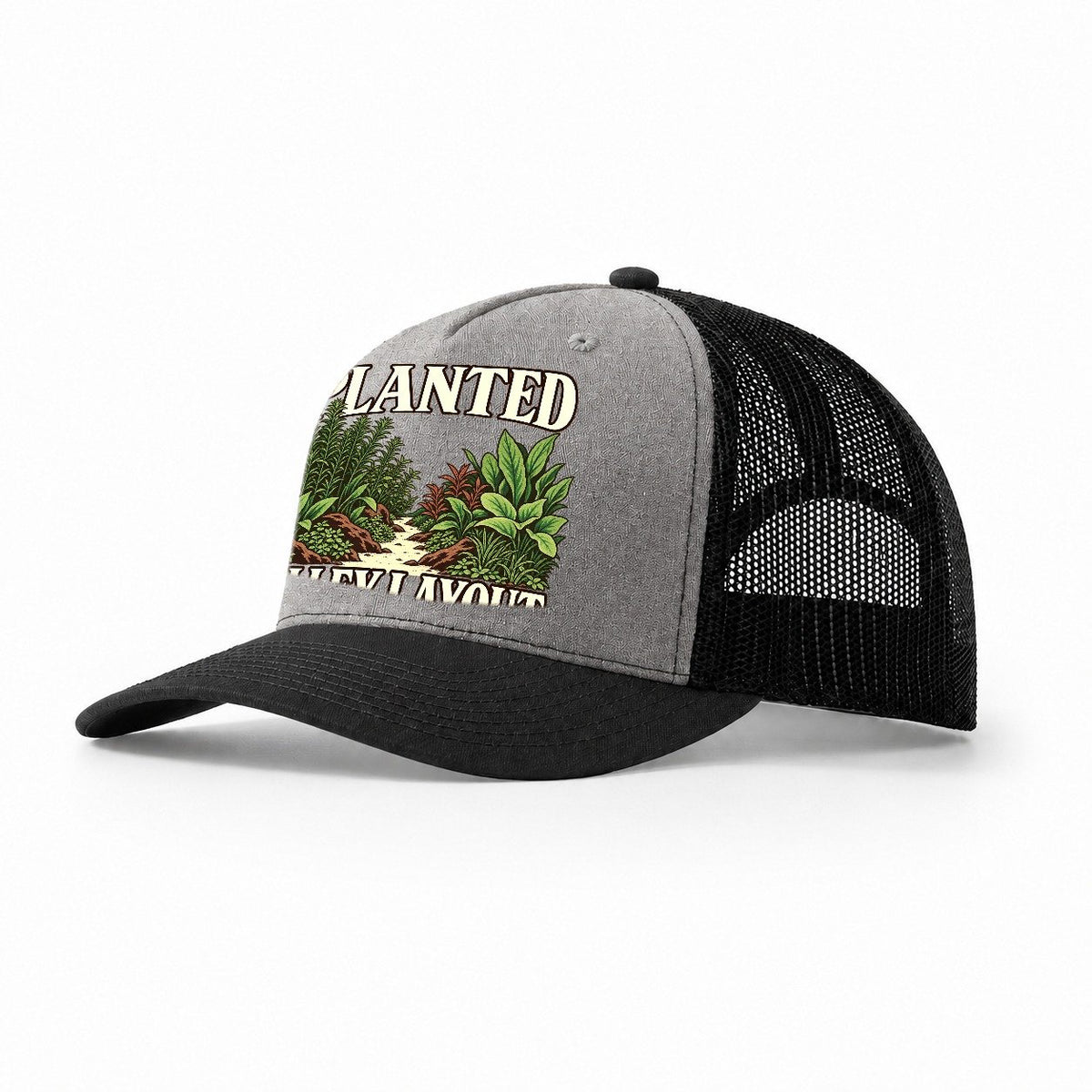 Planted Valley Layout Aquarium Keeping Trucker Hat – Grey Black