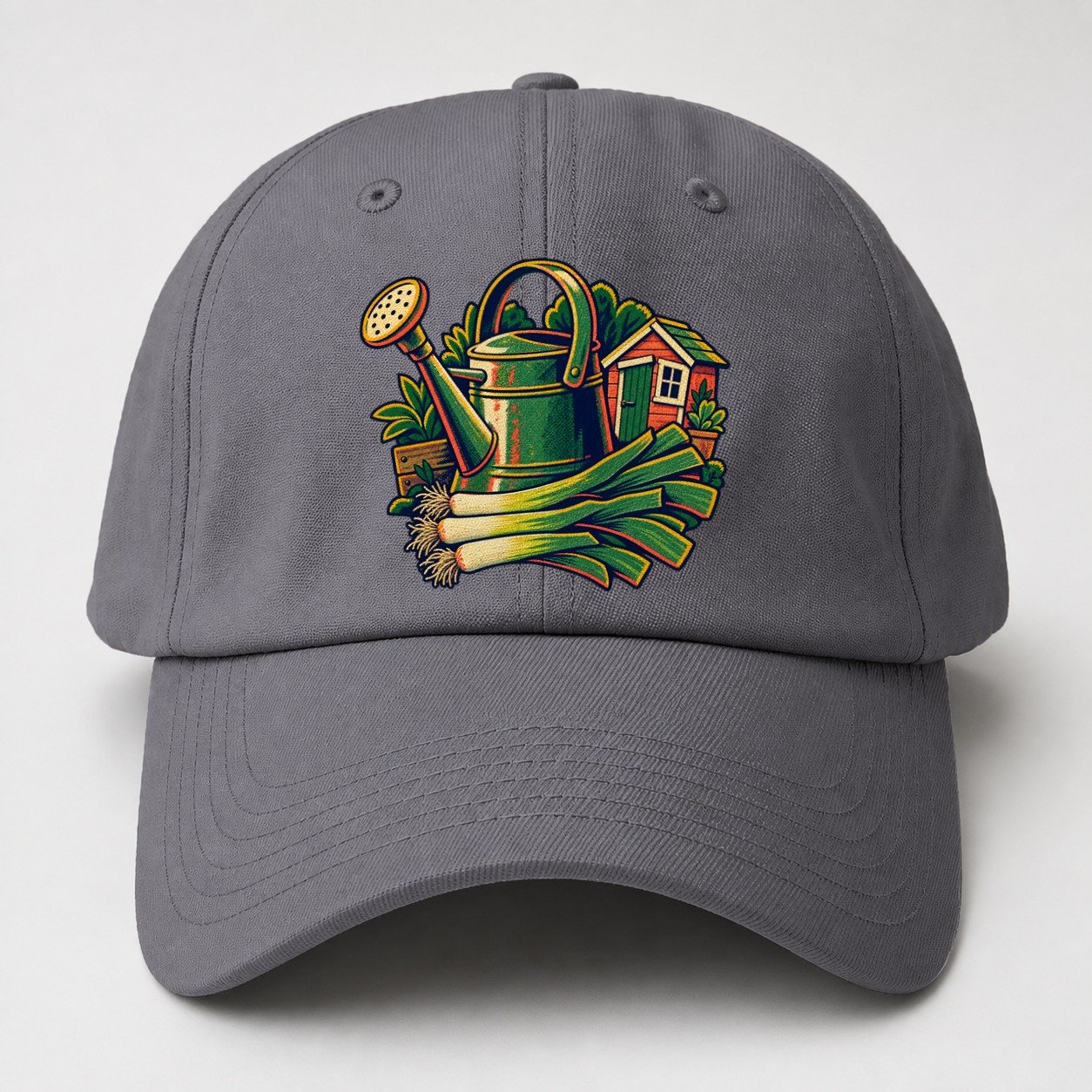 Allotment Shed Watering Can And Leeks Uk Culture Heritage Baseball Cap – Grey