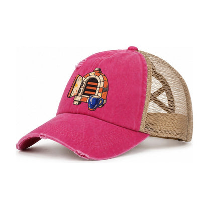 Kiln Day Clay Color Makers Women's Ponytail Trucker Hat – Raspberry Khaki