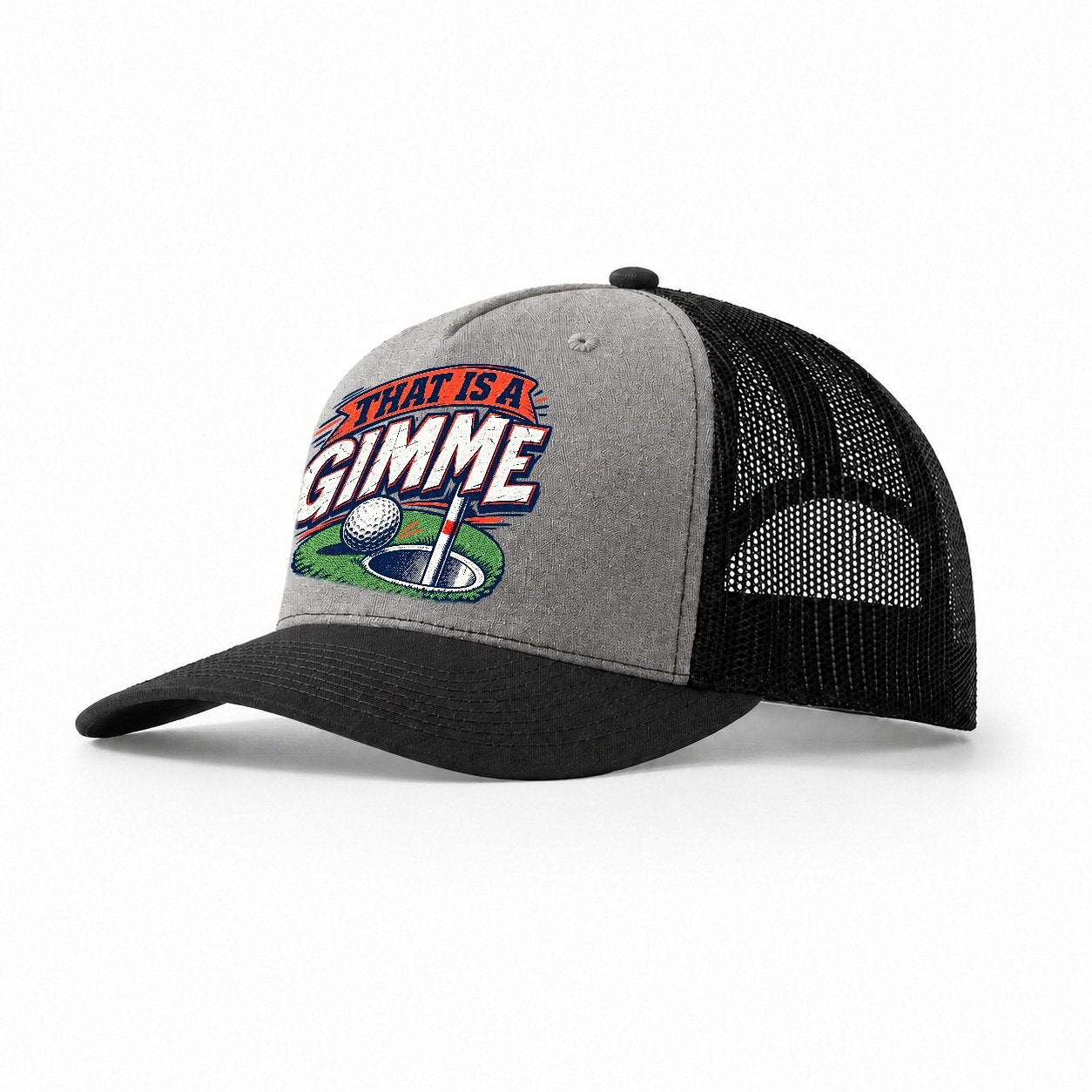 Thats A Gimme Golf Life Trucker Hat – Grey Black