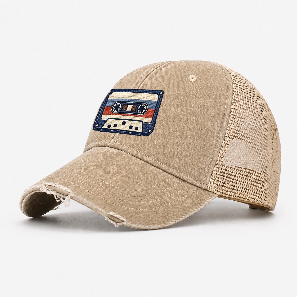 Cassette Tape Tiny Solo Marks Washed Trucker Hat – Khaki