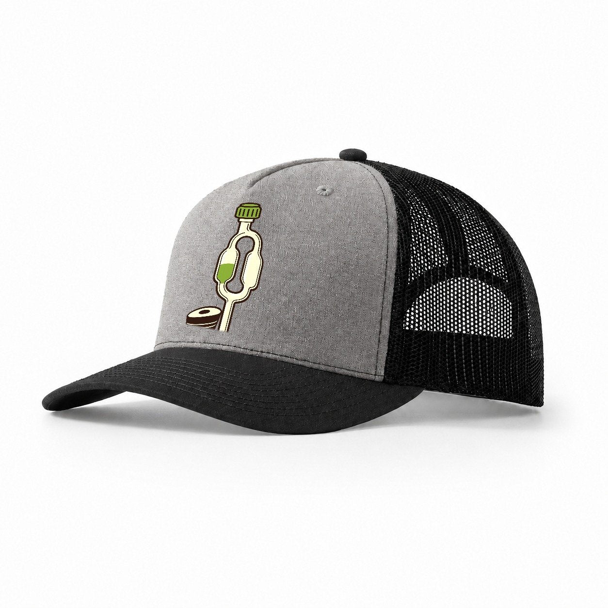 Airlock And Stopper Study Homebrewing Trucker Hat – Grey Black