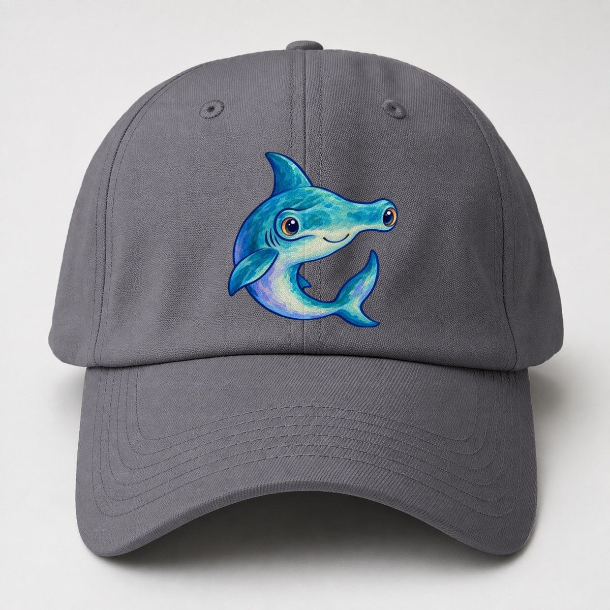 Hammerhead Shark Crescent Turn Sea Sprite Baseball Cap – Grey