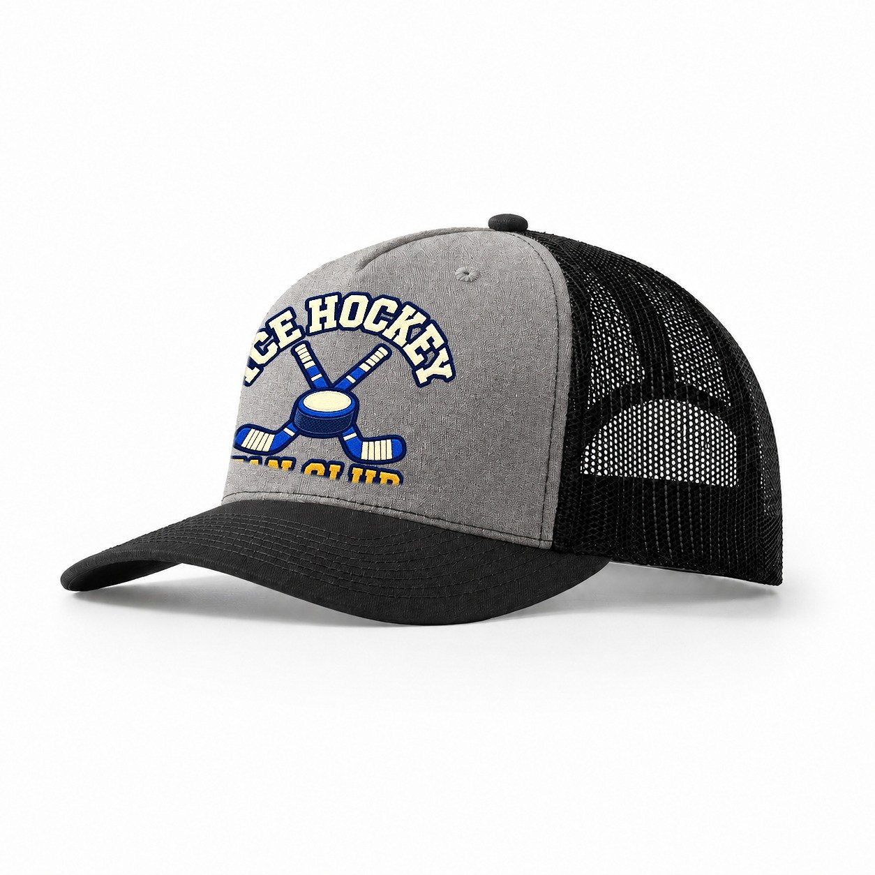Ice Hockey Fan Club Trucker Hat – Grey Black