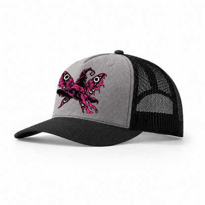 Moth Winged Witch Hat Witch Magic Trucker Hat – Grey Black