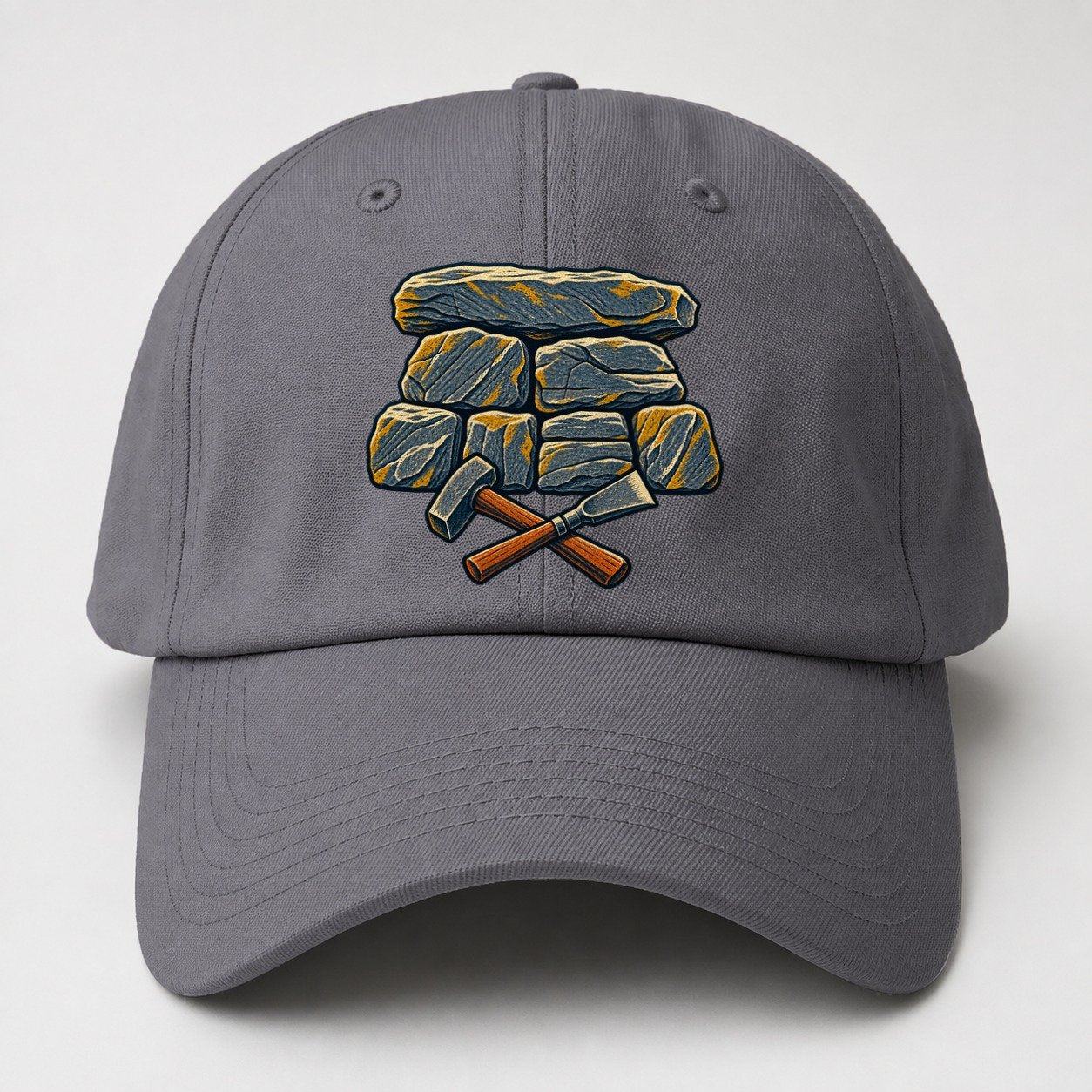 Seven Stone Wall Mason Hammer And Chisel Uk Culture Heritage Baseball Cap – Grey