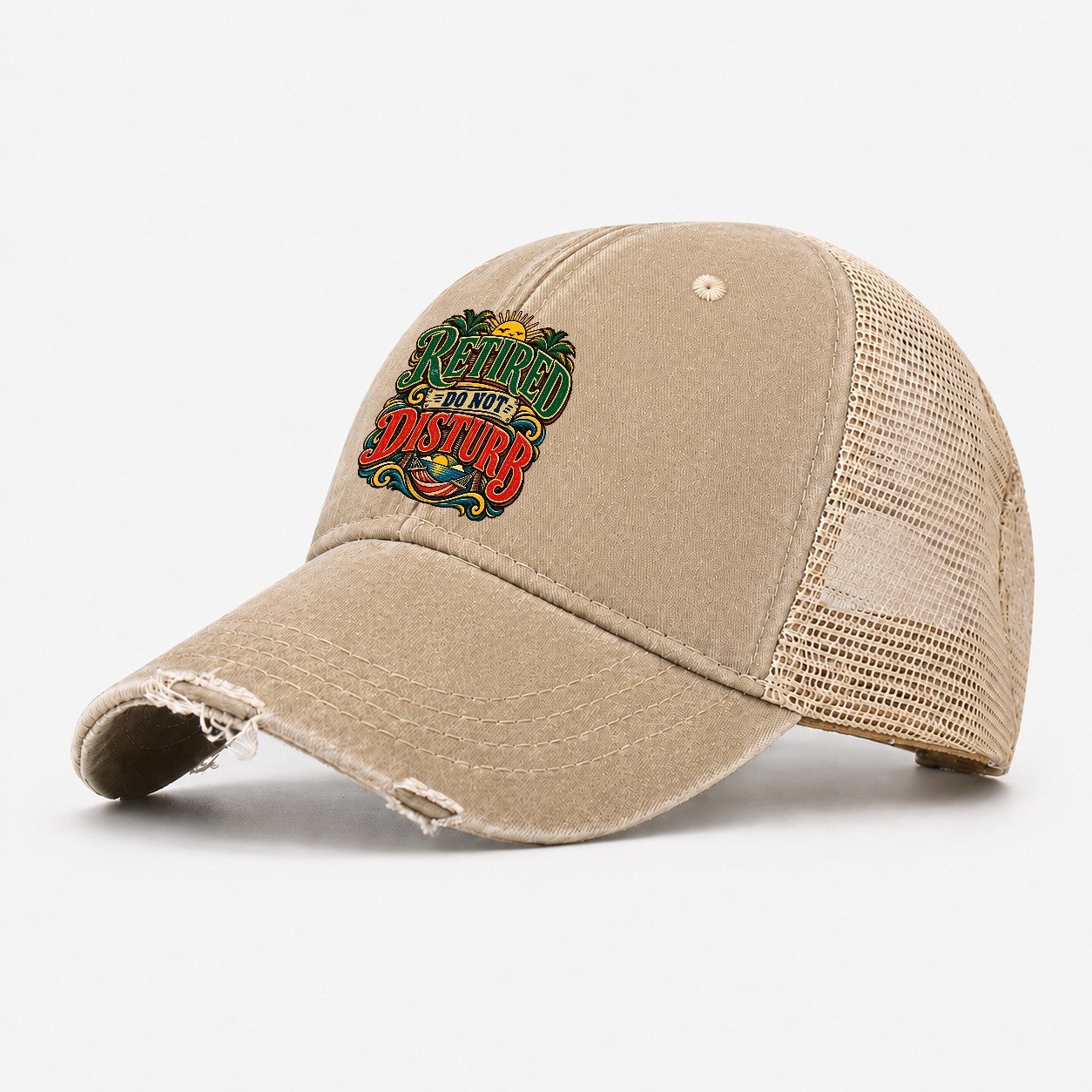 Retired Do Not Disturb Retired Living Washed Trucker Hat – Khaki
