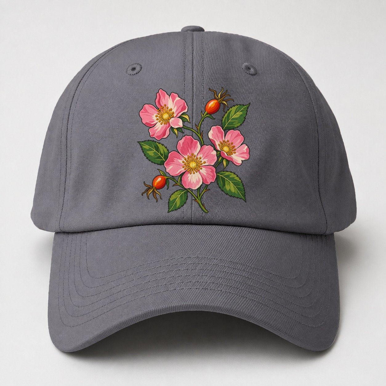 Alberta Wild Rose Canada Cultural Icons Baseball Cap – Grey