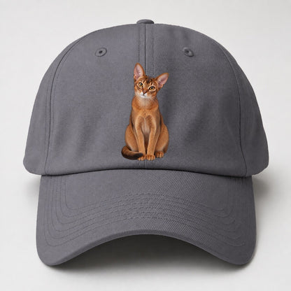 Abyssinian Seated Portrait Realistic Cat Portrait Baseball Cap – Grey