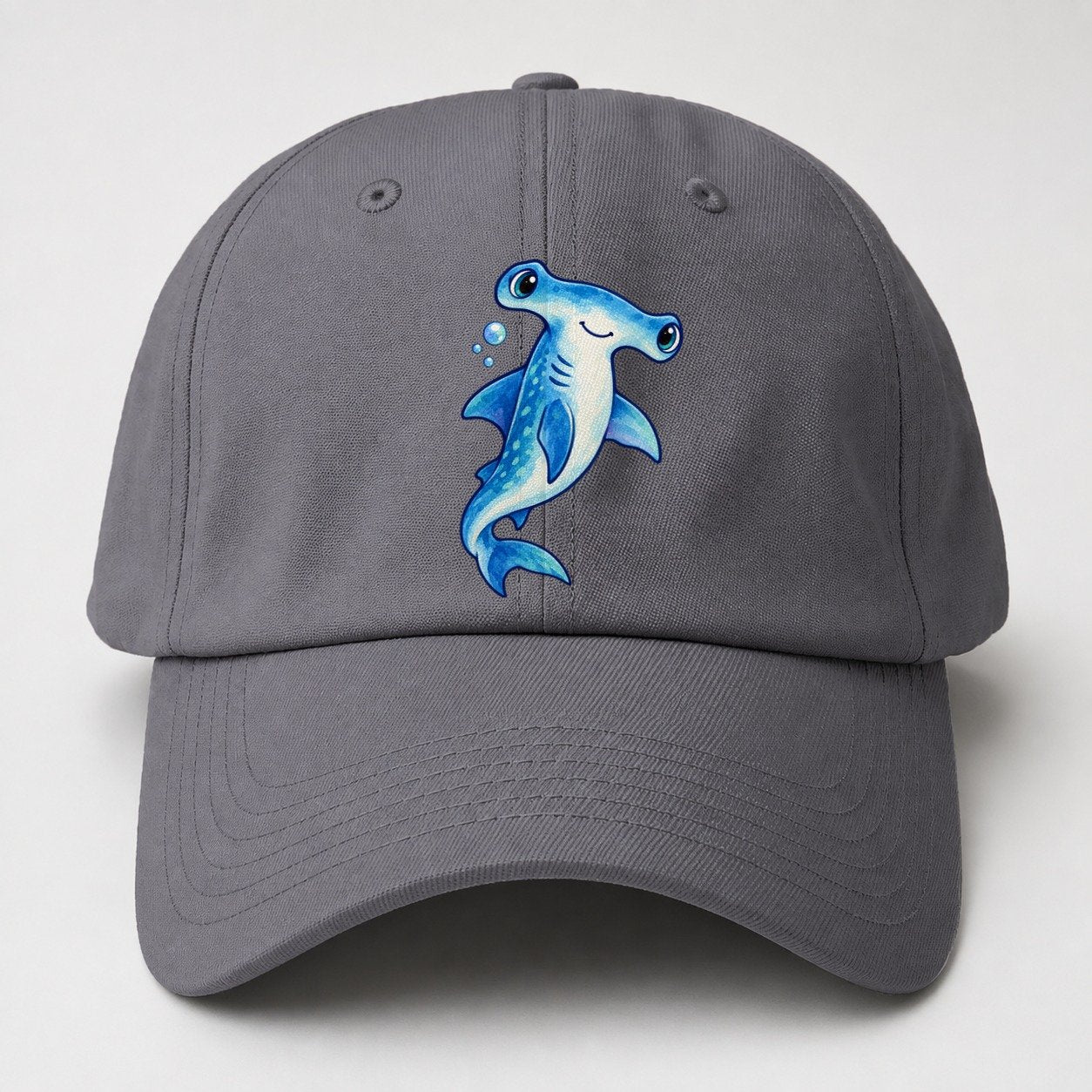 Hammerhead Shark Upward Swim Sea Sprite Baseball Cap – Grey