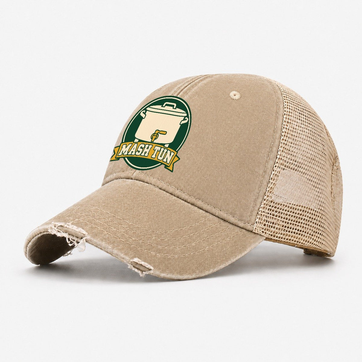 Mash Tun Plate Washed Trucker Hat – Khaki