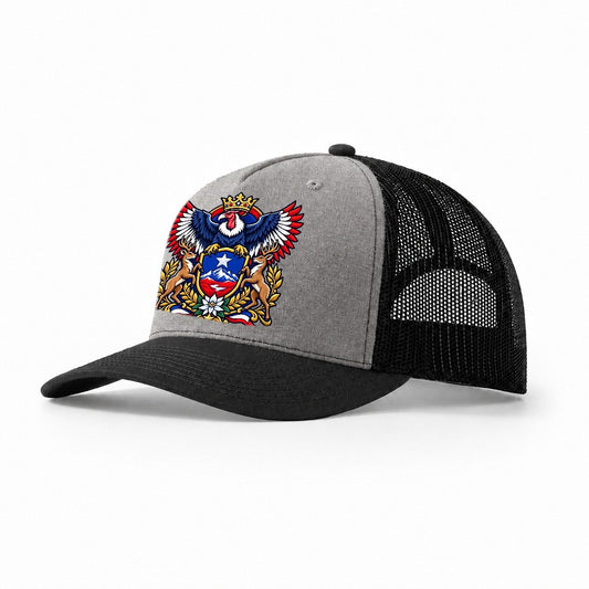 Chile Heraldic Crest Country Logos Trucker Hat – Grey Black