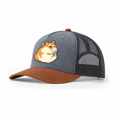 Hamster Seed Keeper Small Pet Logos Trucker Hat – Heather Grey Rust Charcoal
